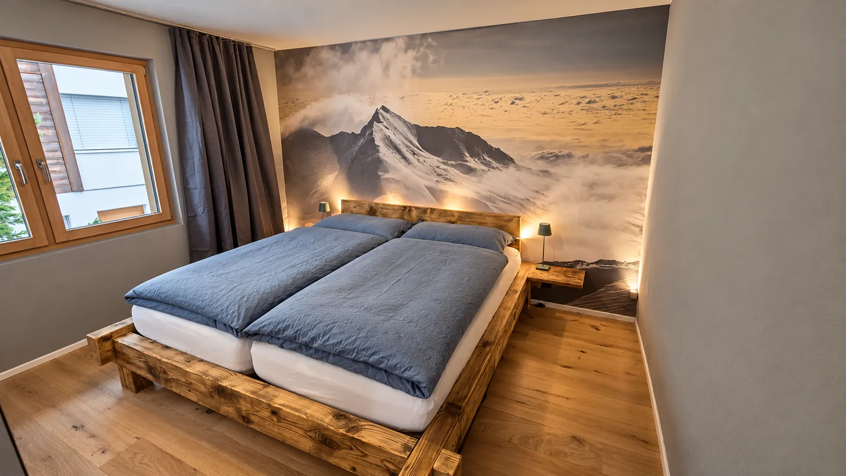 Schlafzimmer mit Spechhorn-Wand