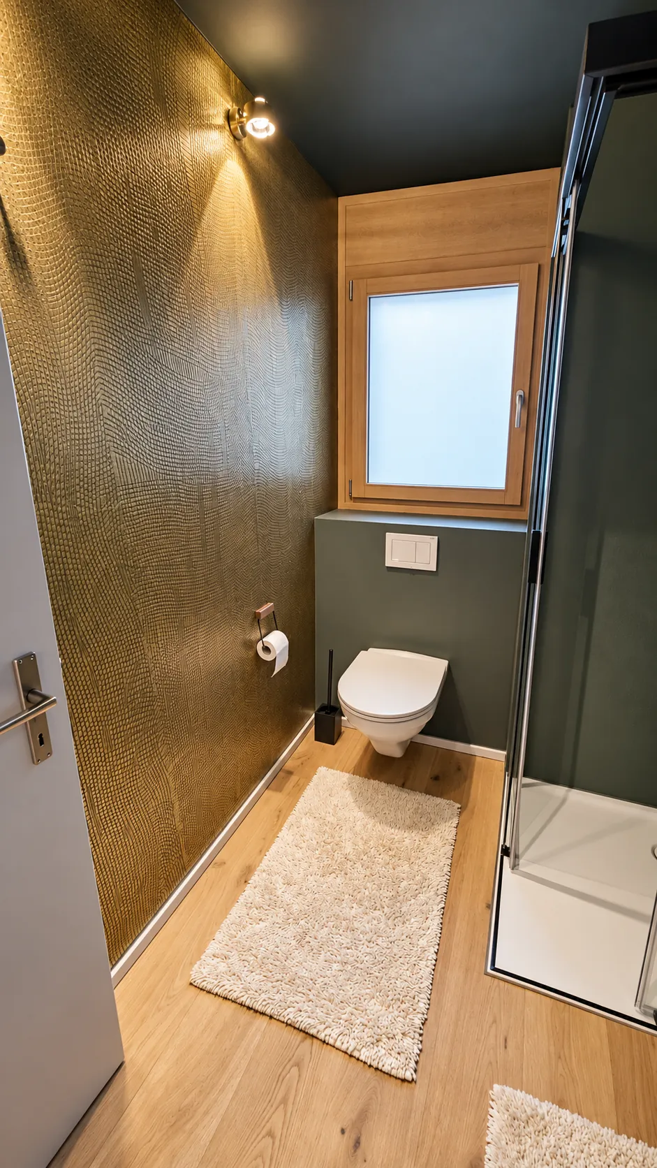 Badezimmer-Detail mit goldener Wand